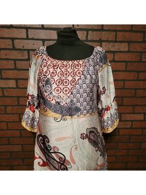 Kay's Closet (Rachel Kate) Paisley Satin Dress Size LG. 100% polyester.
